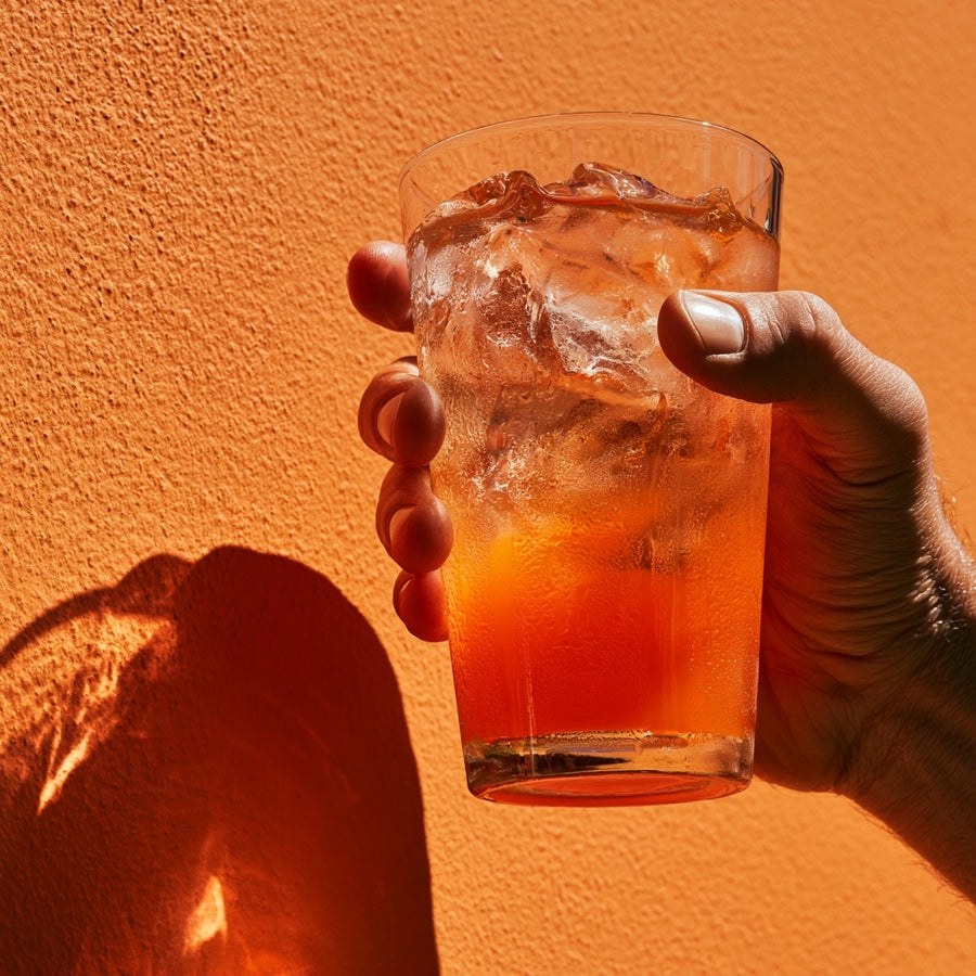 Sparkling orange over ice