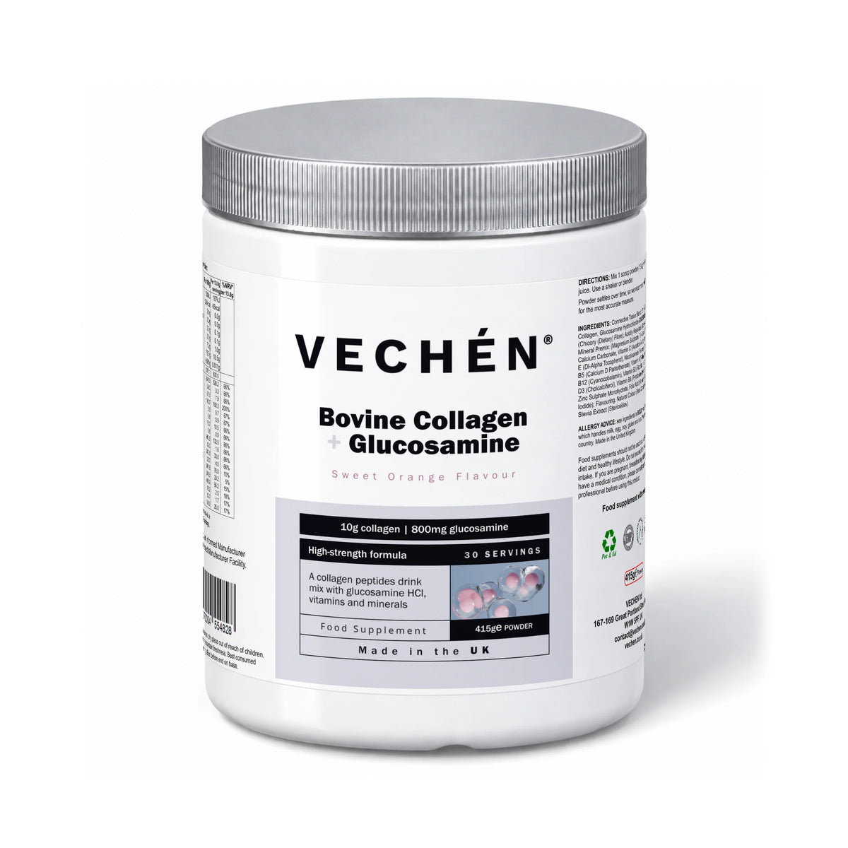 VECHÉN bovine collagen glucosamine sweet orange — front view on a white background