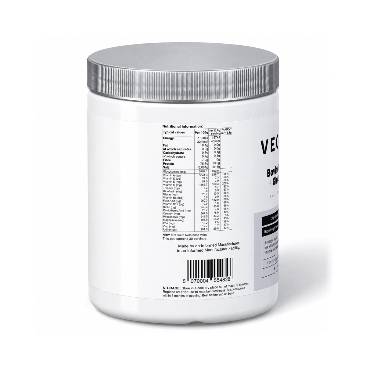 VECHÉN bovine collagen glucosamine sweet orange — left side of packaging on a white background