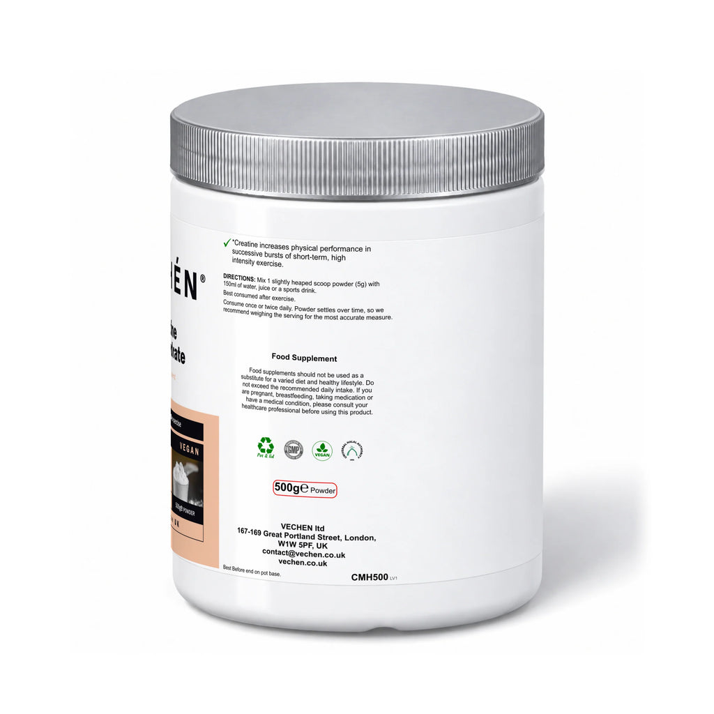 VECHÉN creatine monohydrate unflavoured — right side of packaging on a white background