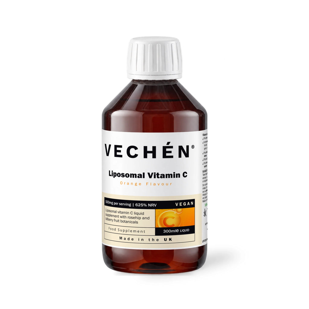 VECHÉN liposomal vitamin c orange — angled front view on a white background