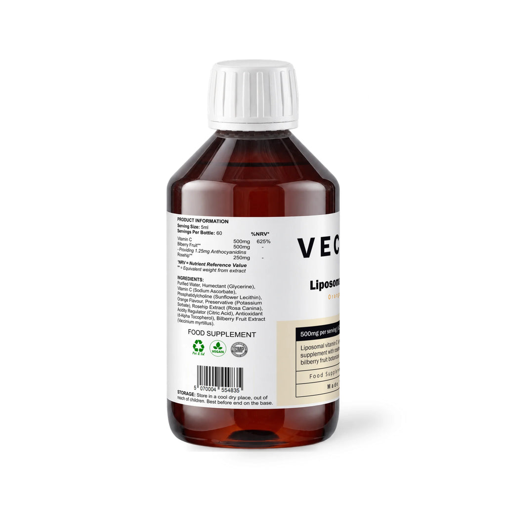 VECHÉN liposomal vitamin c orange — left side of packaging on a white background