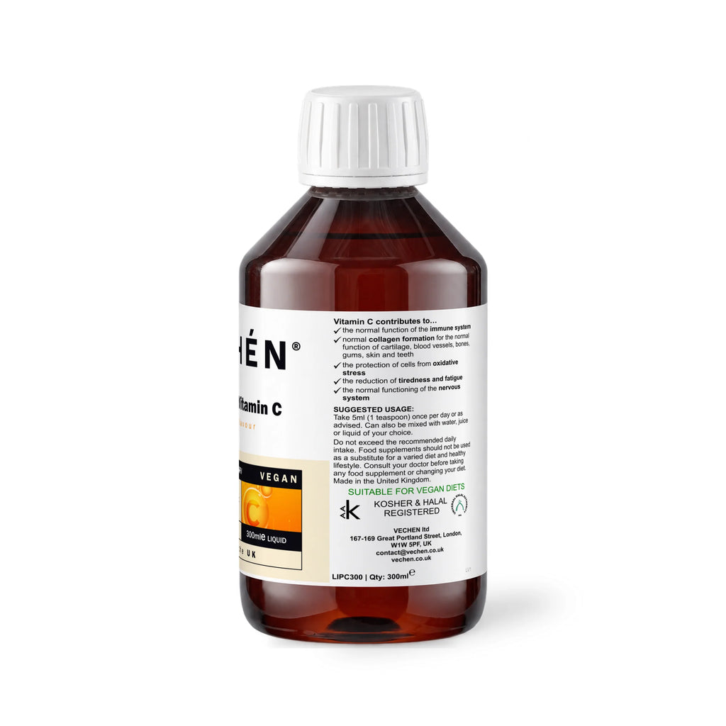 VECHÉN liposomal vitamin c orange — right side of packaging on a white background