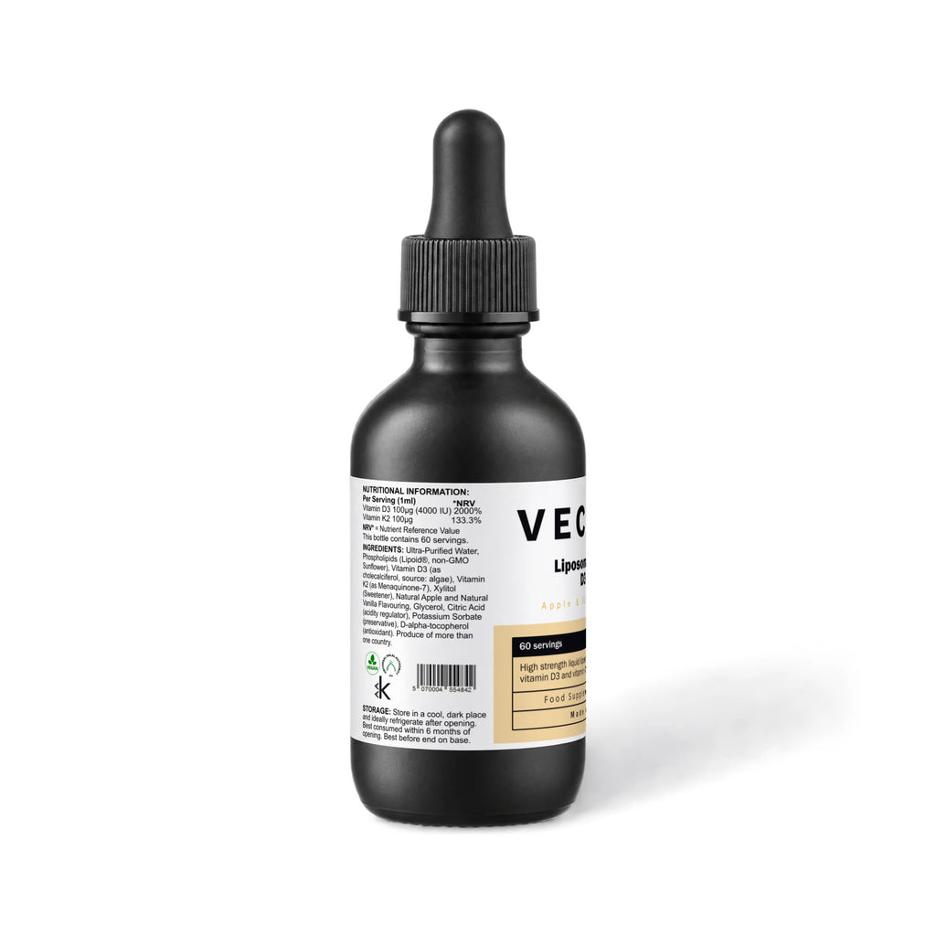 VECHÉN liposomal vitamin d3 k2 apple vanilla — left side of packaging on a white background