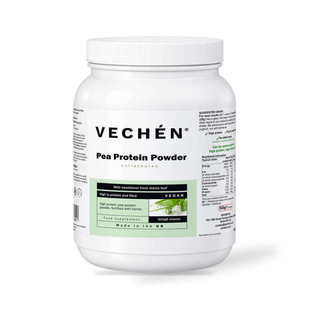 VECHÉN pea protein powder unflavoured — angled front view on a white background