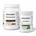 The Morning Set — Vanilla Whey Protein and greens blend, two full-size products