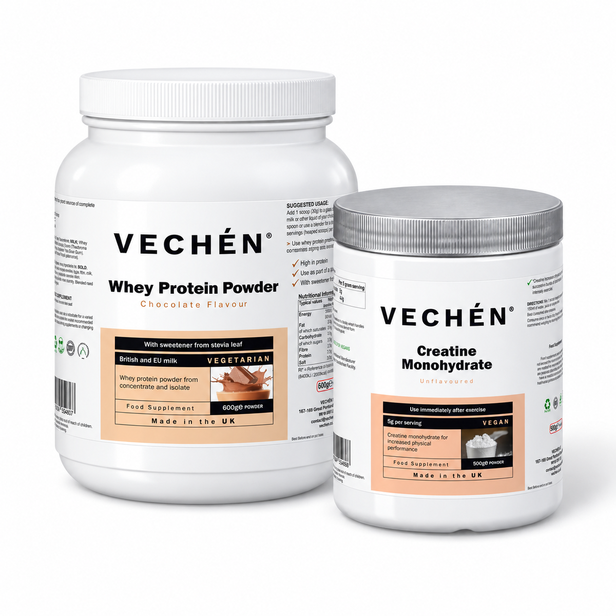 The Strength Set — Chocolate Whey Protein and creatine monohydrate, two full-size products