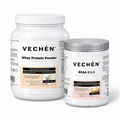 The Training Set — Vanilla Whey Protein and bcaa 2 1 1, two full-size products