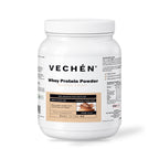 VECHÉN whey protein powder chocolate — angled front view on a white background